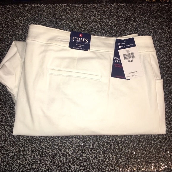 Chaps White Capris Slimming Fit Size 24W NWT 📚 - Picture 4 of 6